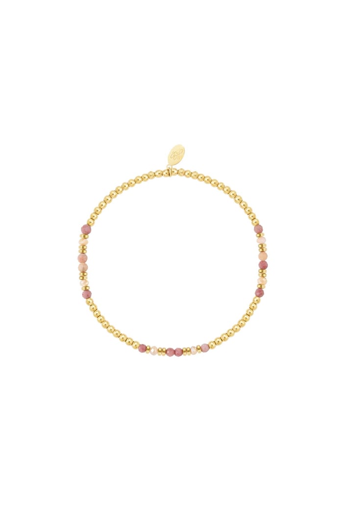 Beaded bracelet different beads - pink - Natural stones collection Pink & Gold color 