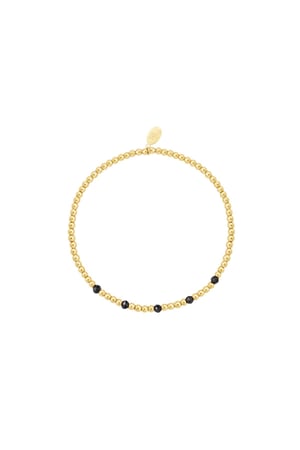 Beaded bracelet subtle - black - Natural stones collection Black & Gold Color Stainless Steel h5 