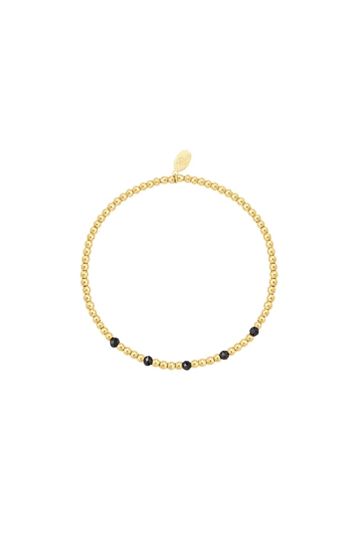 Beaded bracelet subtle - black - Natural stones collection Black & Gold Color Stainless Steel 