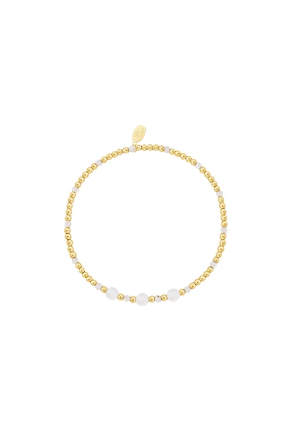 Beaded bracelet cheerful - white - Natural stones collection White Gold Color Stainless Steel 2