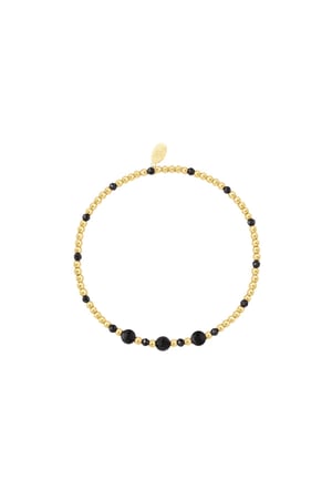 Beaded bracelet colorful - black - Natural stones collection Black & Gold color Stainless Steel h5 