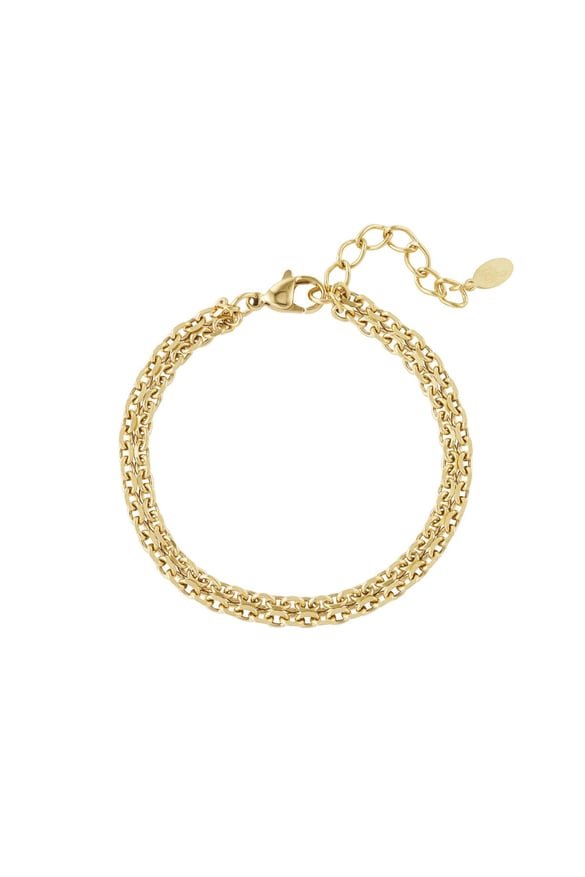 Bracelet wide links Gold Color Stainless Steel