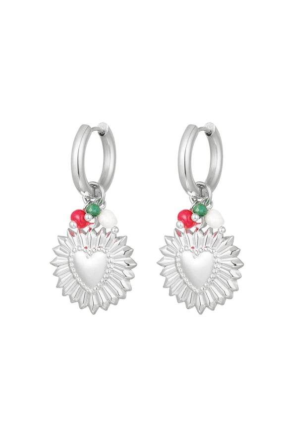 Ohrringe Herz Blume Silber Edelstahl 2