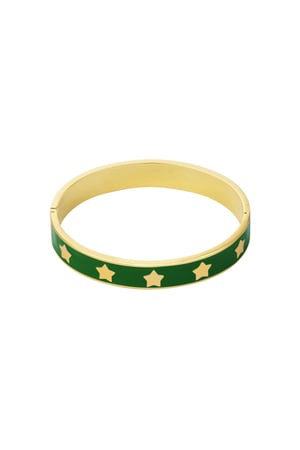 Bangle bracelet enamel stars Green & Gold Color Stainless Steel h5 