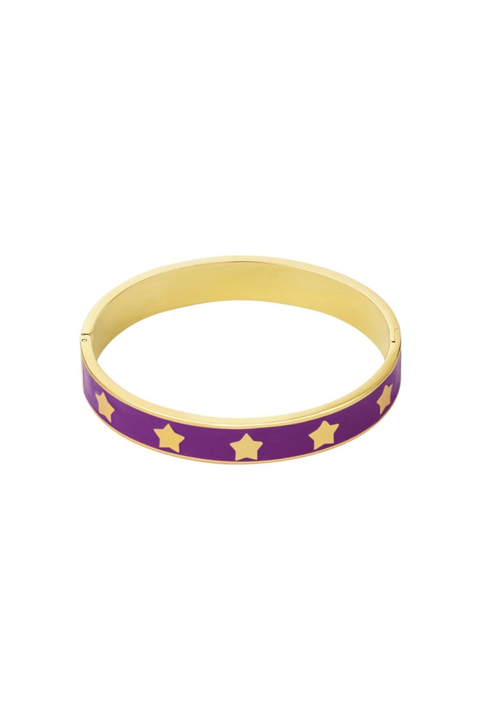 Bangle bracelet enamel stars Purple Stainless Steel 