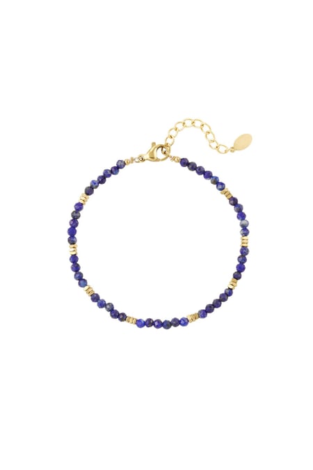 Bracelet perles colorées - Collection pierres naturelles Bleu & Couleur or Acier inoxydable 2