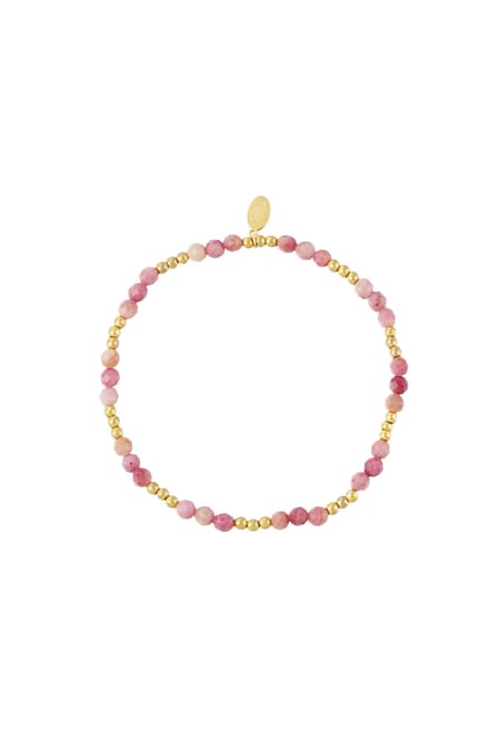 Buntes Perlenarmband - Kollektion Natursteine Rosè & Goldfarbe Edelstahl