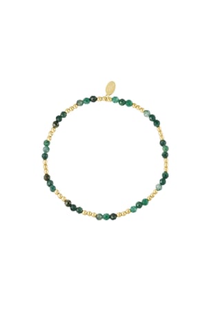 Beaded bracelet colorful - Natural stones collection Green & Gold color Stainless Steel h5 