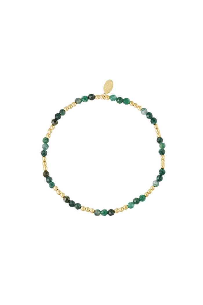 Beaded bracelet colorful - Natural stones collection Green & Gold color Stainless Steel 