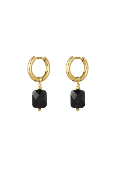 Earrings basic with stone Gold Color Stainless Steel h5 