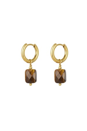 Earrings basic with stone Gold Color Stainless Steel h5 