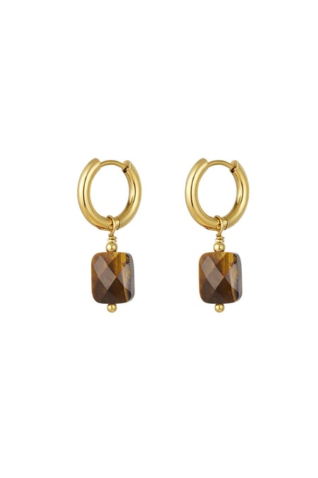 Earrings basic with stone Gold Color Stainless Steel 2