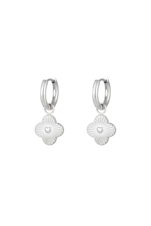 Heart flower earrings Silver Color Stainless Steel h5 