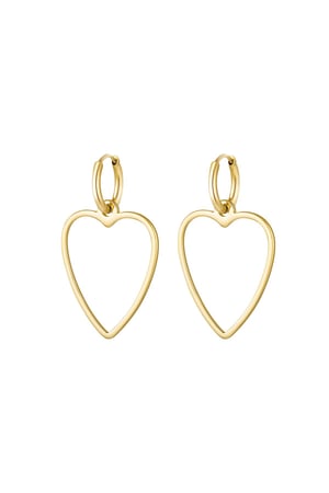 Earrings basic heart Gold Color Stainless Steel h5 