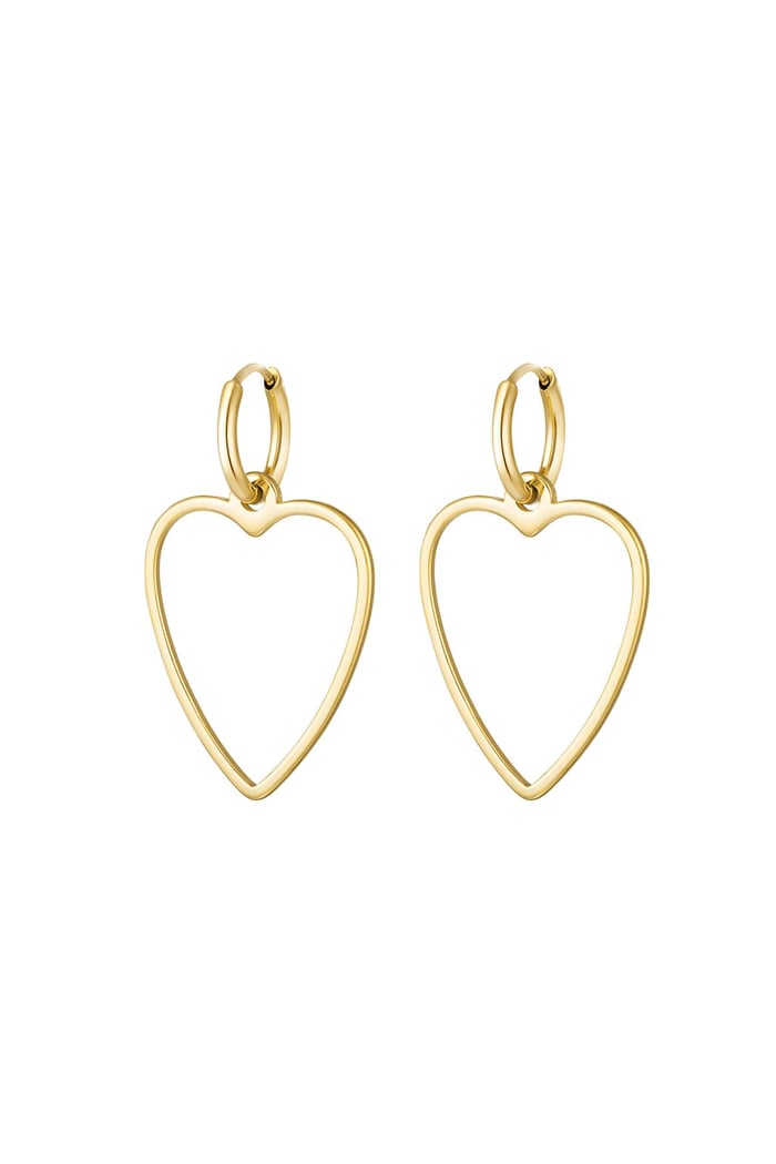 Earrings basic heart Gold Color Stainless Steel 