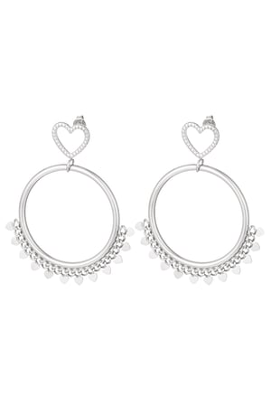 Earrings with heart details Silver Color Stainless Steel h5 