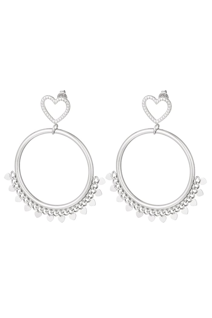 Earrings with heart details Silver Color Stainless Steel 