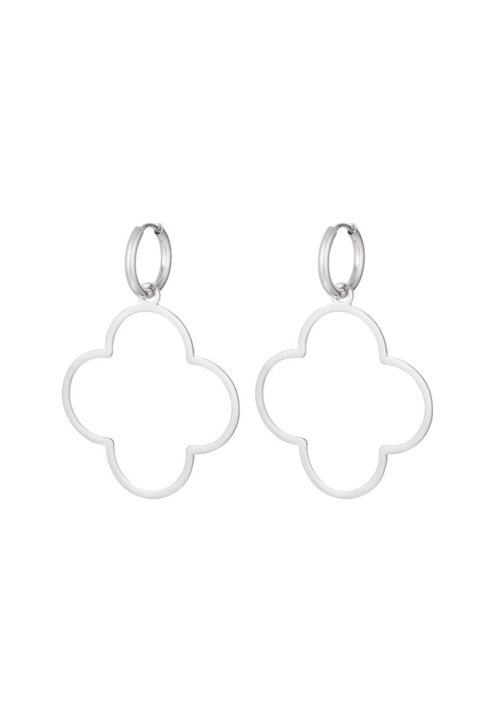 Earrings large clover Silver Color Stainless Steel 