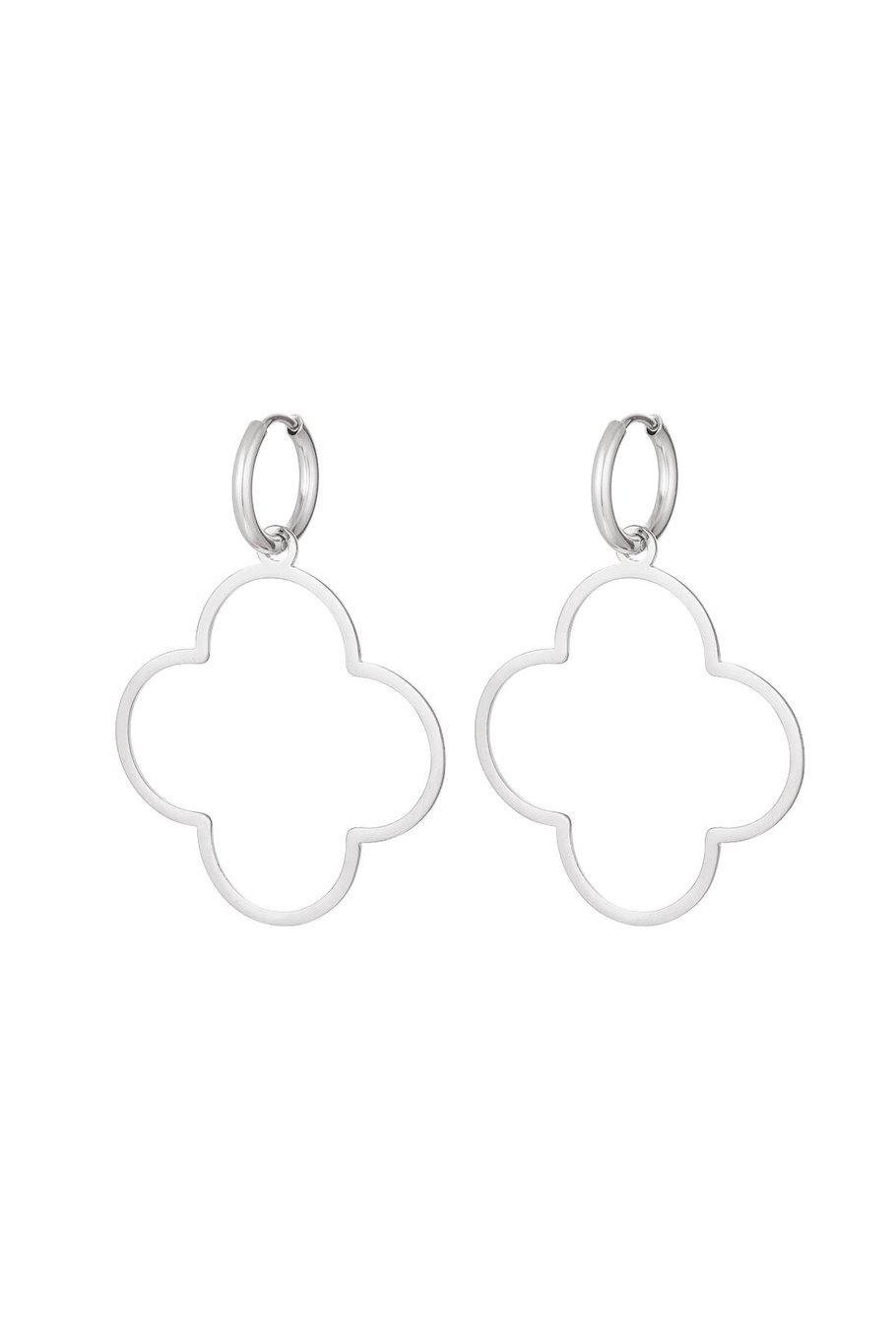 Küpe büyük yonca Silver Color Stainless Steel