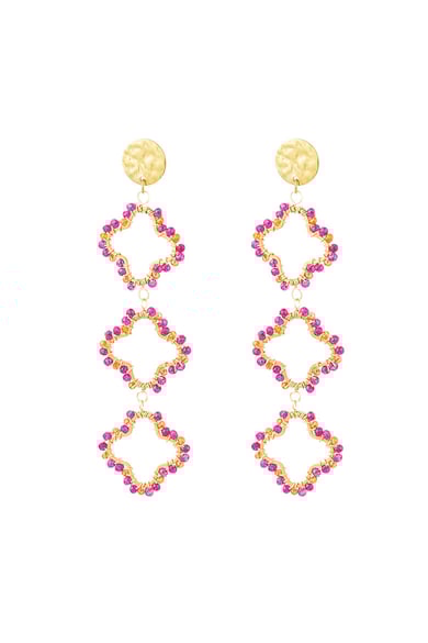 Boucles d'oreilles trois trèfles avec perles Noir Acier inoxydable h5 