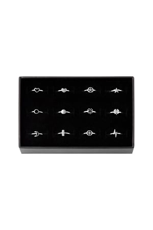 Adjustable rings set 12 pieces Silver Color Stainless Steel One size h5 