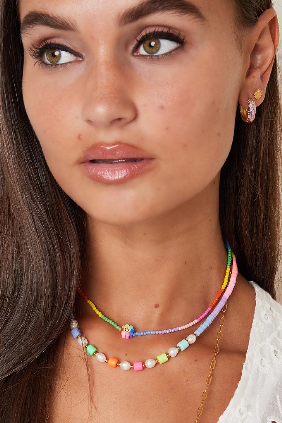 Bunte Perlenkette - Rainbow-Kollektion Multi Edelstahl Bild2