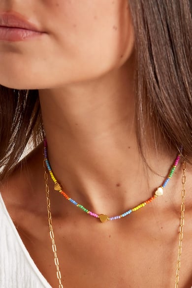 Halskette mit goldenen Herzen - Rainbow-Kollektion Multi Edelstahl h5 Bild3