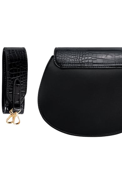Bolso bandolera con detalles dorados Negro Poliuretano h5 Imagen7
