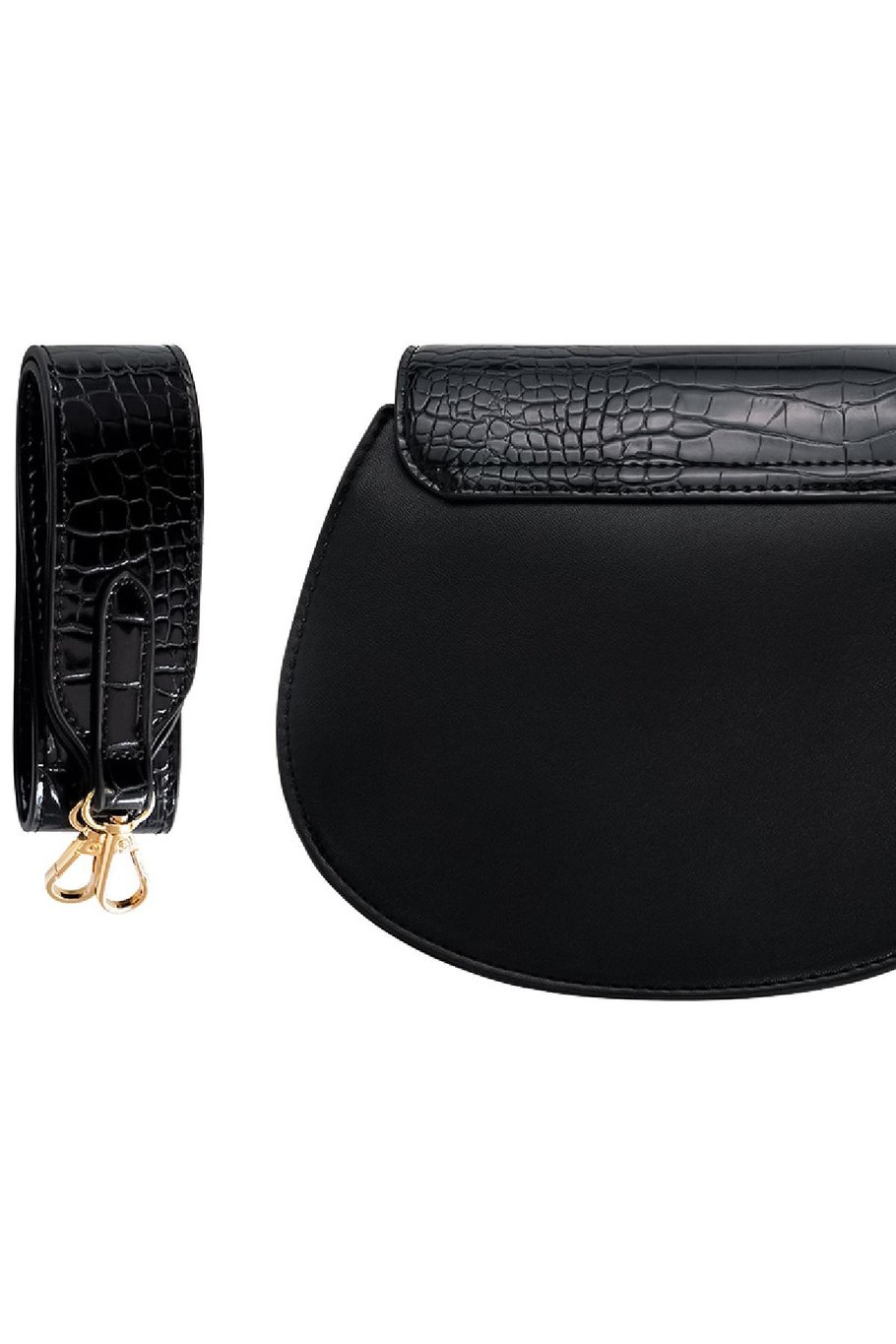 Bolso bandolera con detalles dorados Negro Poliuretano Imagen7