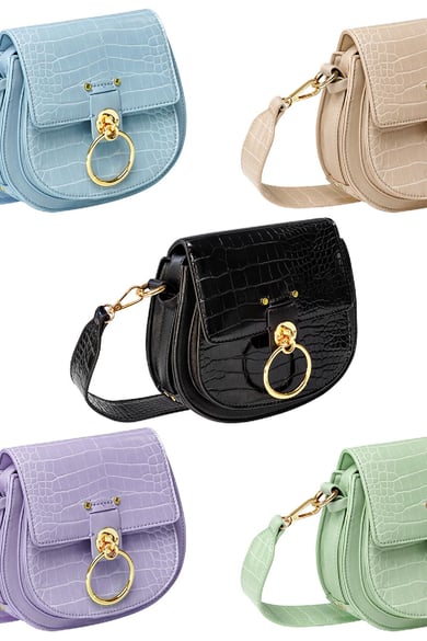 Bolso bandolera con detalles dorados Negro Poliuretano h5 Imagen4