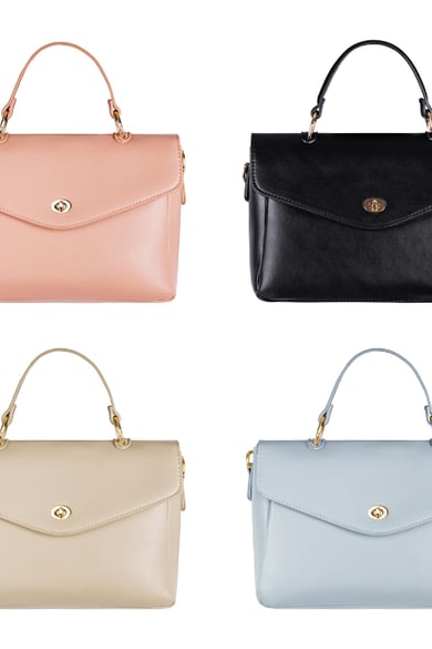 PU Kunstledertasche mit Griff und Schultergurt und Metalldetails Rosa Polyurethan h5 Bild3