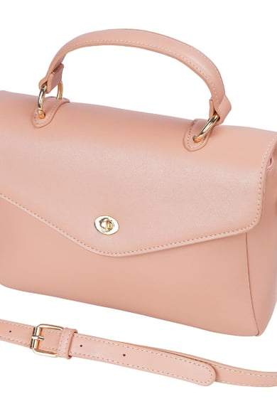 PU Kunstledertasche mit Griff und Schultergurt und Metalldetails Rosa Polyurethan h5 Bild8
