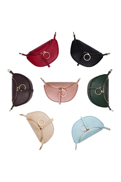 Bolso de hombro de PU con correa de tela Rosa Poliuretano h5 Imagen4