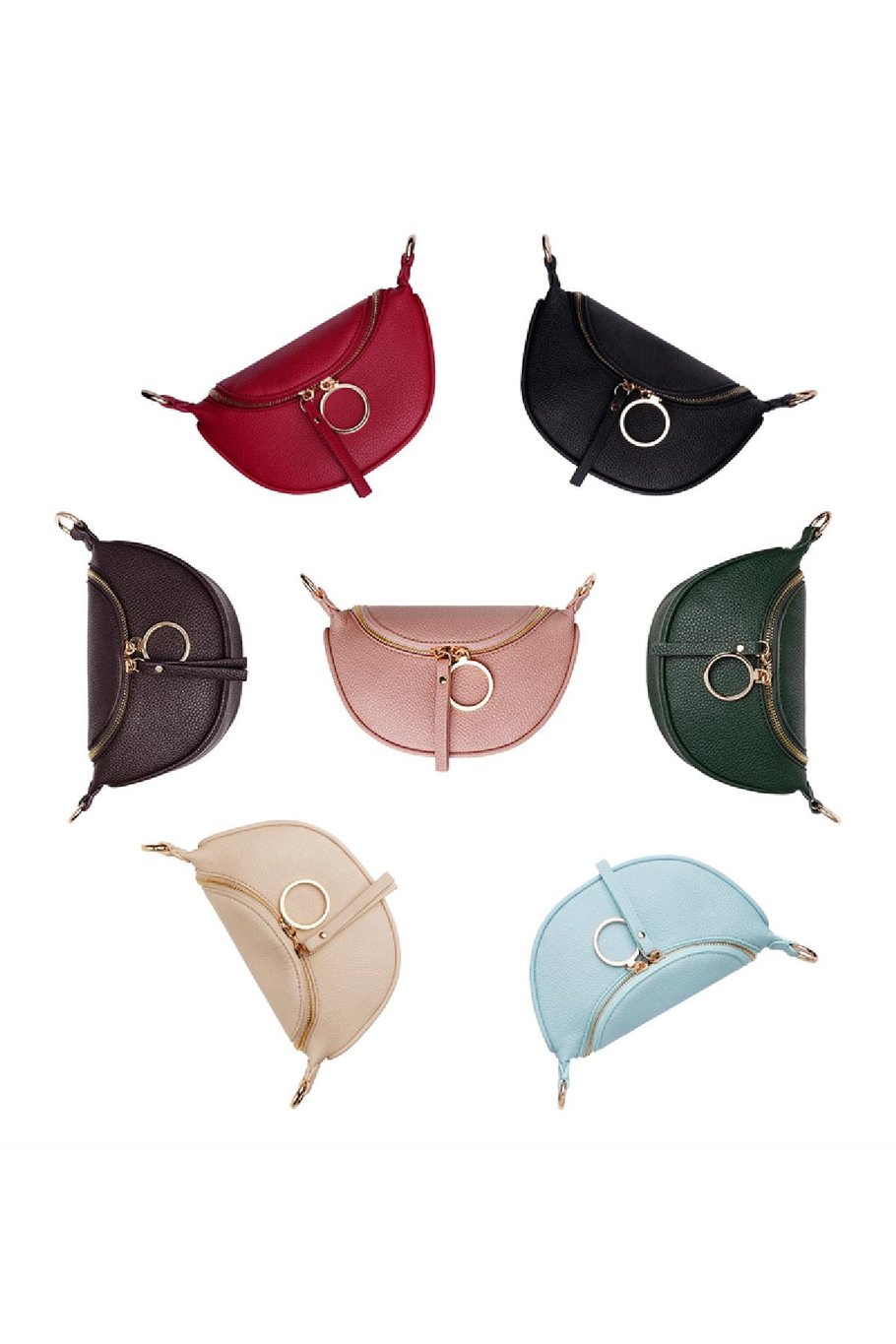 Bolso de hombro de PU con correa de tela Rosa Poliuretano Imagen4