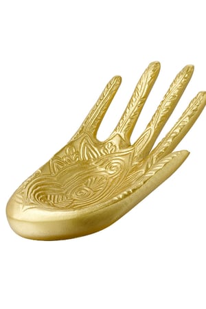 Decorative jewelry tray hand with engraved pattern Gold Color Resin h5 Picture3