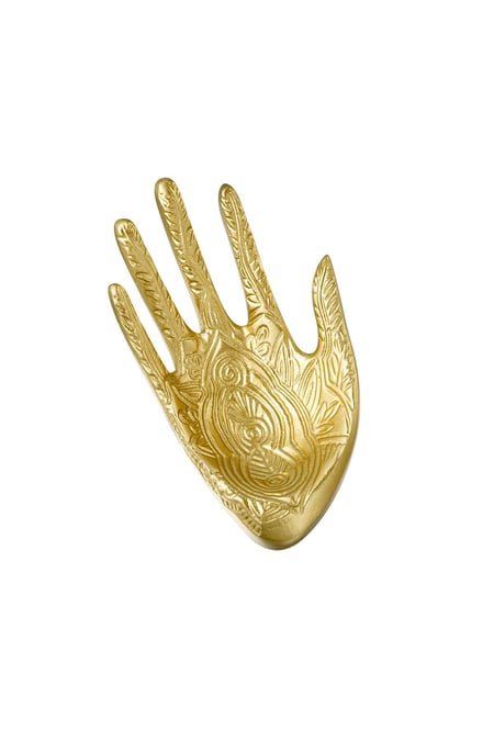 Decorative jewelry tray hand with engraved pattern Gold Color Resin 2