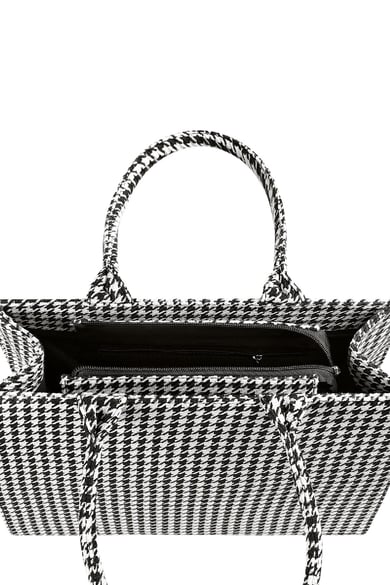 Print pied-de-poule shopper Zwart &amp; Wit Polyester h5 Afbeelding3