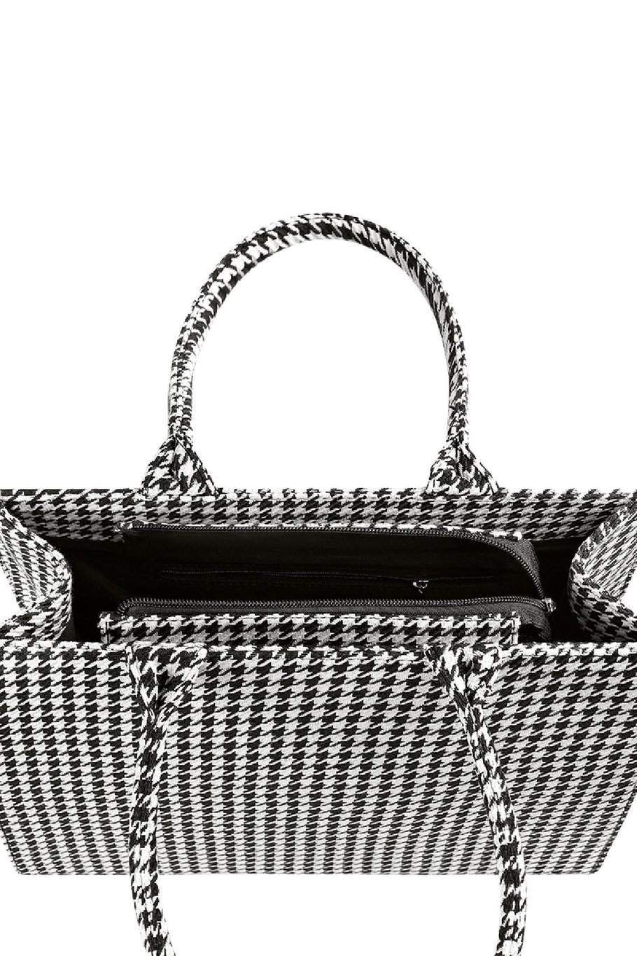 Print pied-de-poule shopper Zwart &amp; Wit Polyester Afbeelding3