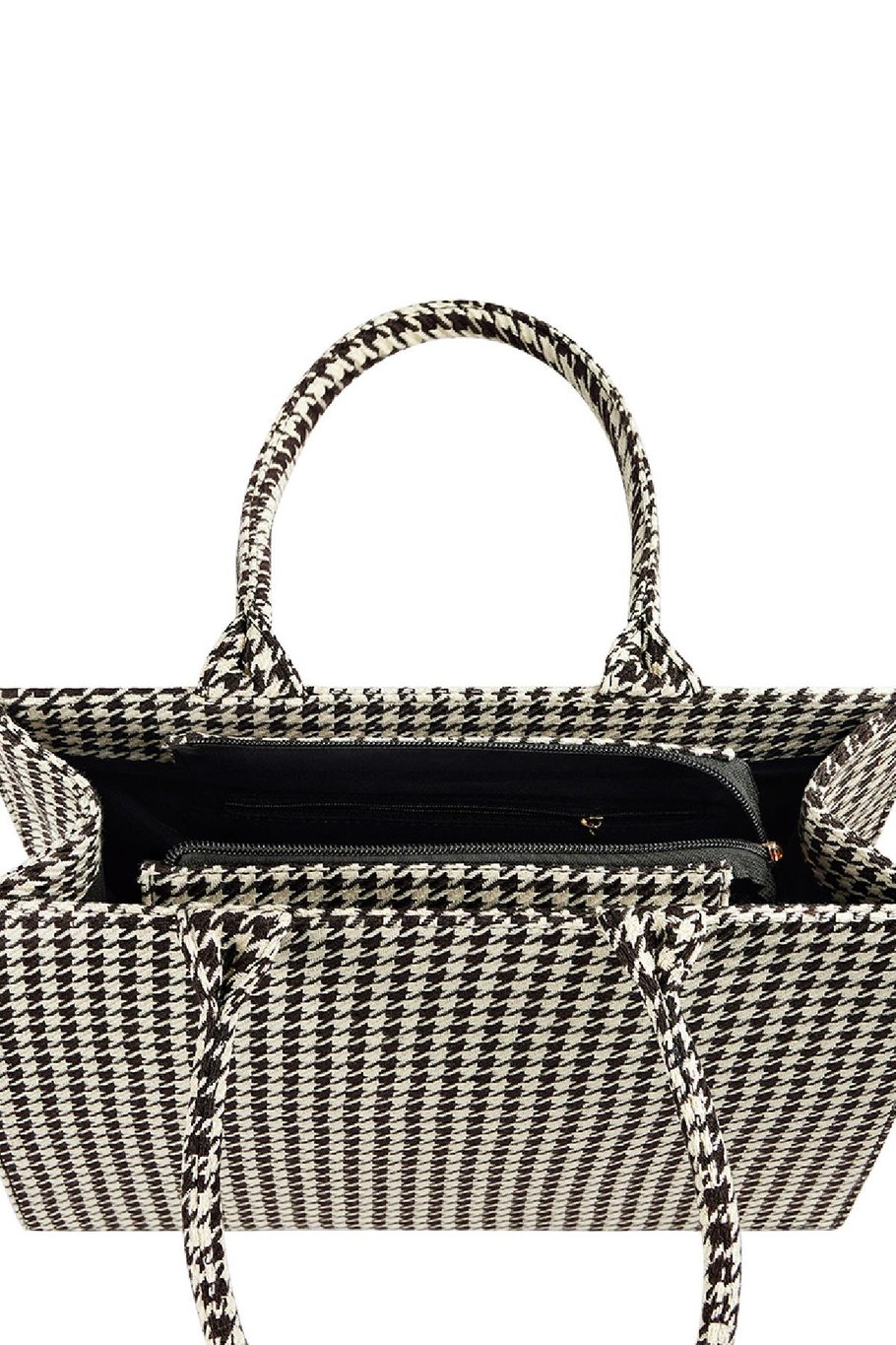 Print pied-de-poule shopper Zwart &amp; Wit Polyester Afbeelding4