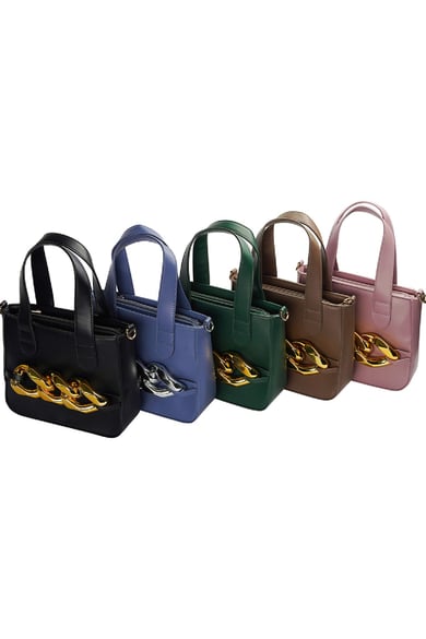 Bolsa de PU con cadena de metal Lila Poliuretano h5 Imagen4