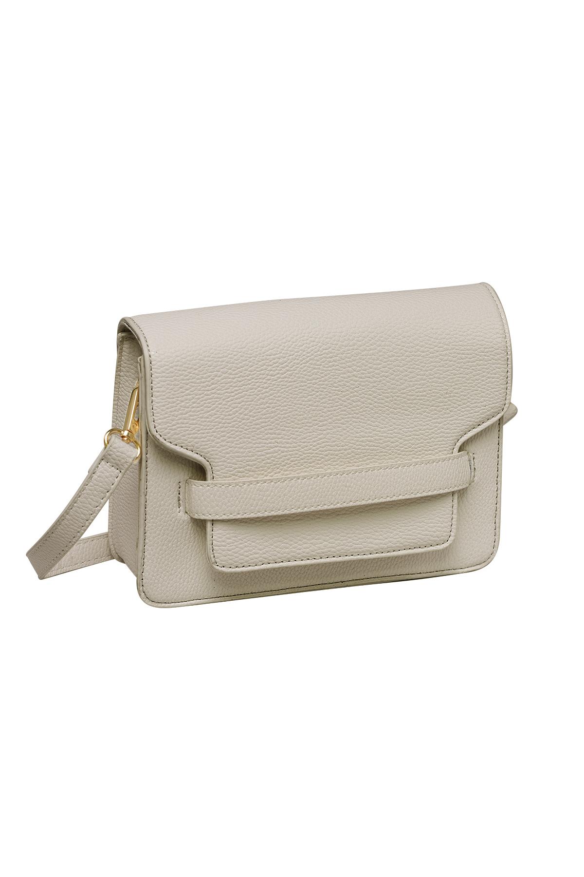 Square PU leather shoulder bag with buckle closure