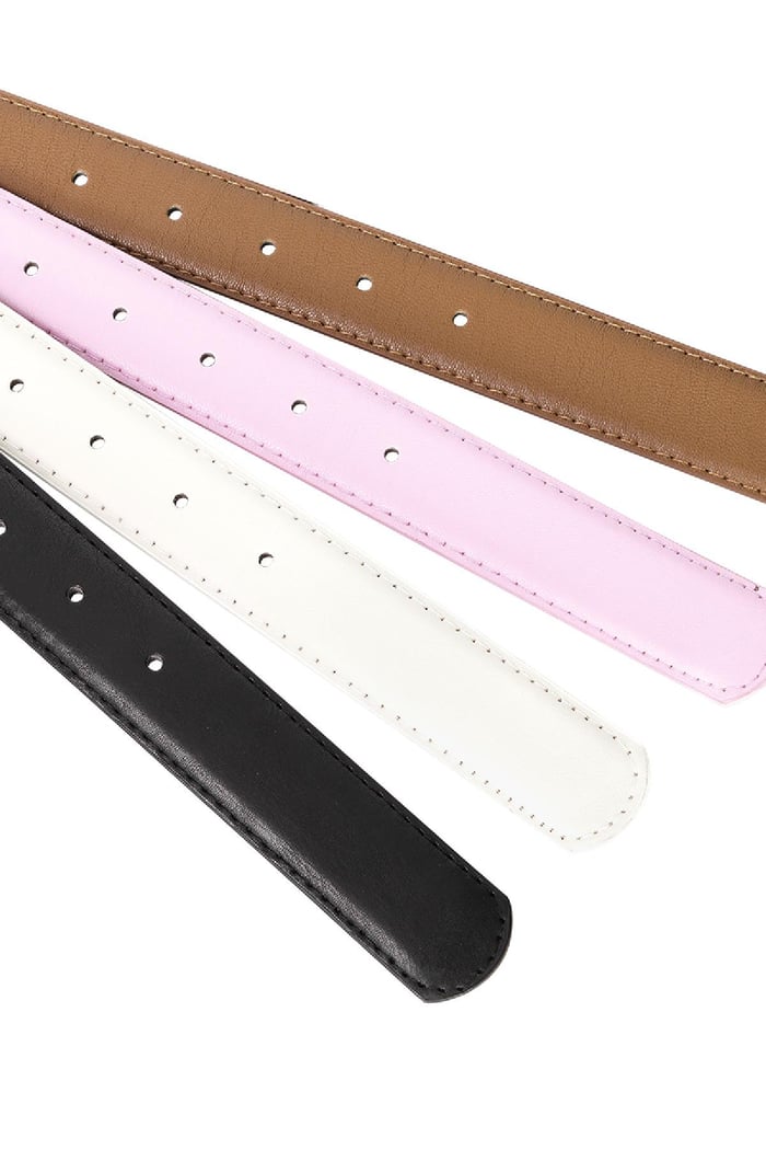 PU leather belt with double belt buckle Pink Picture4