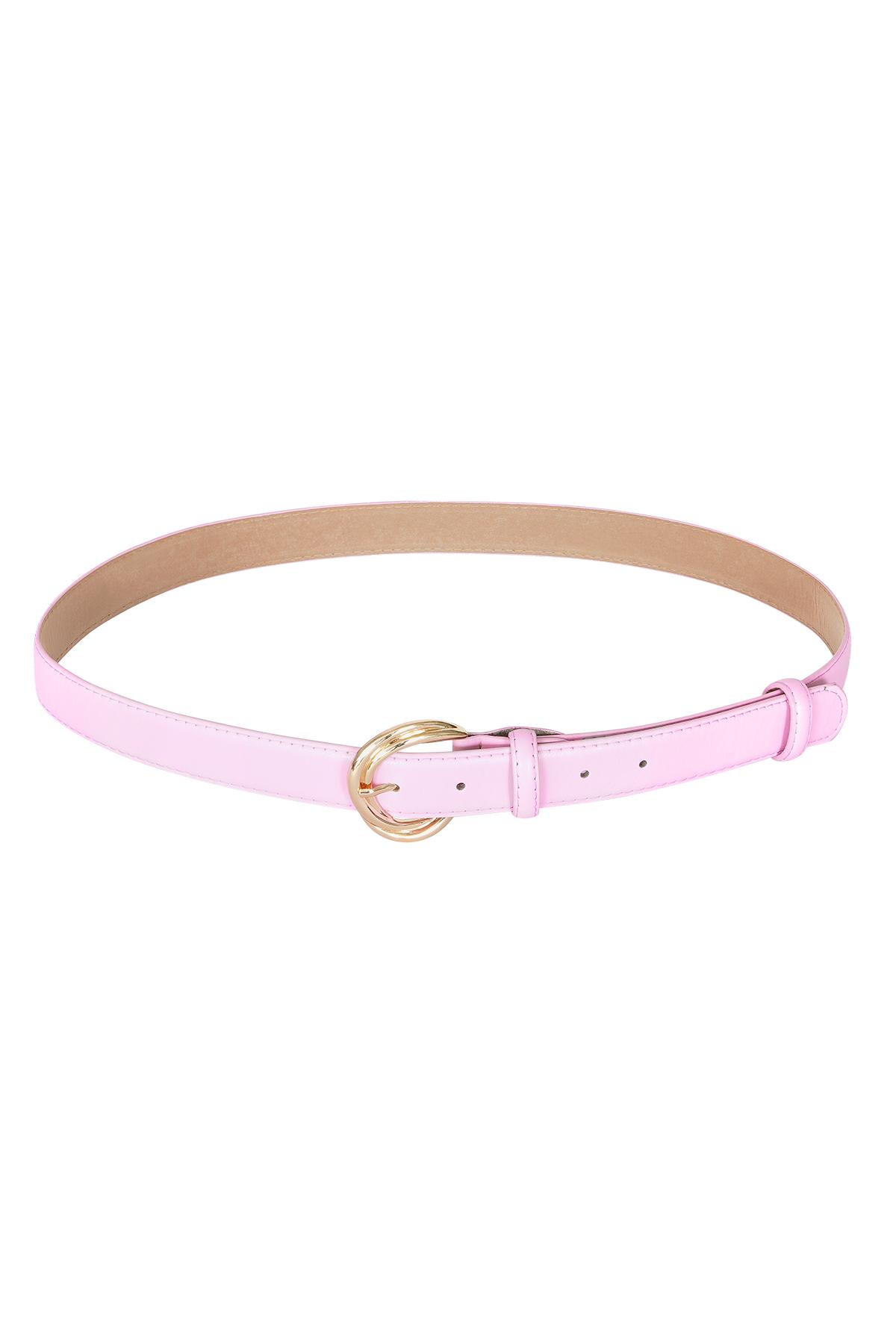 PU leather belt with double belt buckle Pink