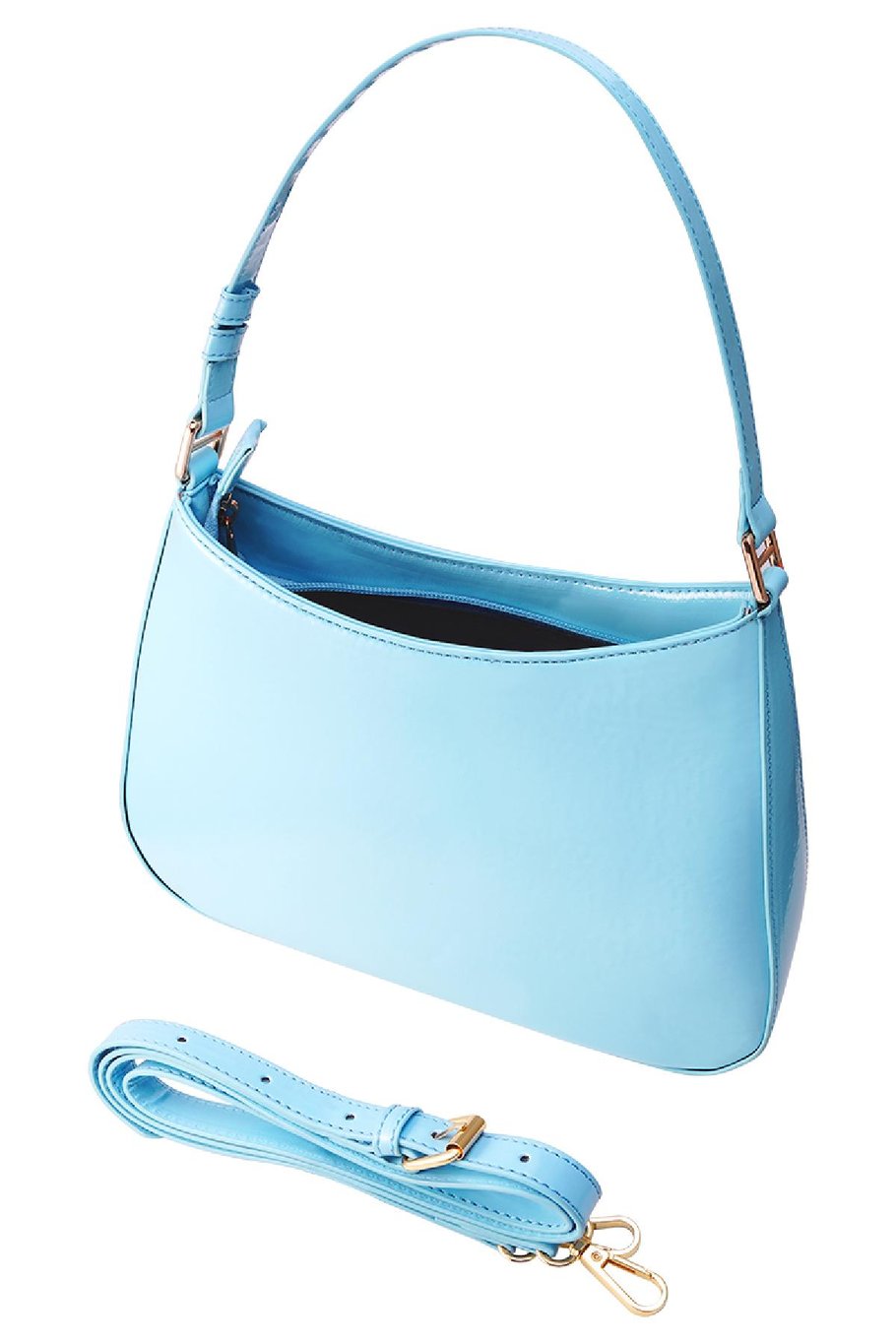 Handtasche in Lackoptik Hellblau Polyurethan Bild6