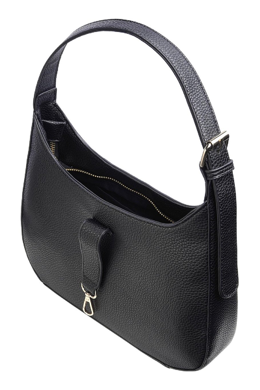 Handtasche mit goldenem Verschluss Schwarz Polyurethan Bild4