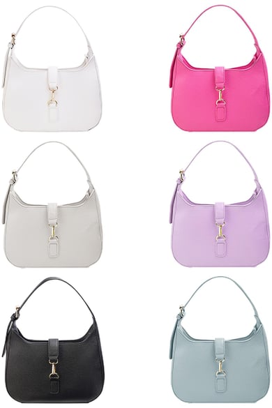 Handtasche mit goldenem Verschluss Schwarz Polyurethan h5 Bild5