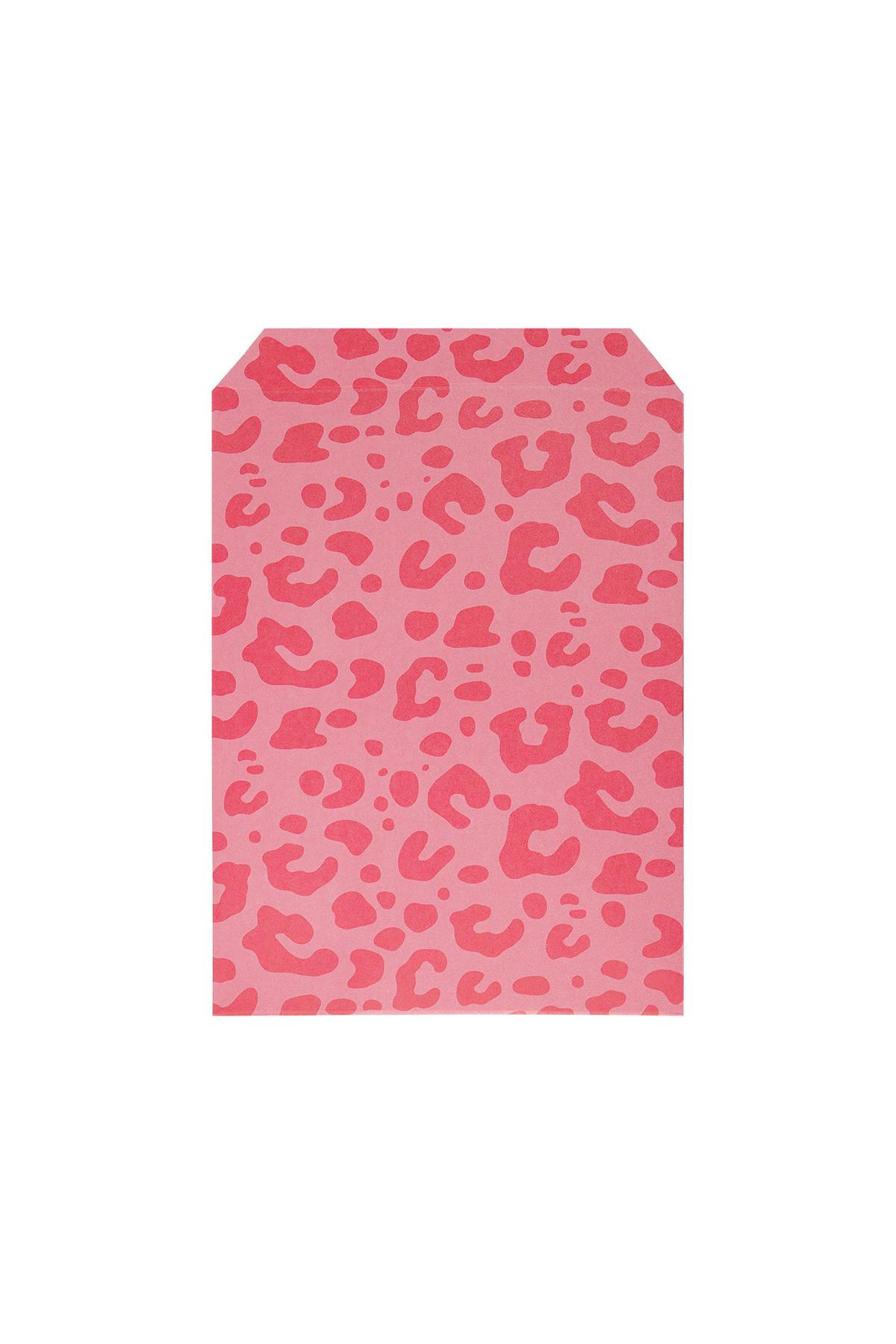 Paper bag with leopard print small Fuchsia (Pack with plastic bag)