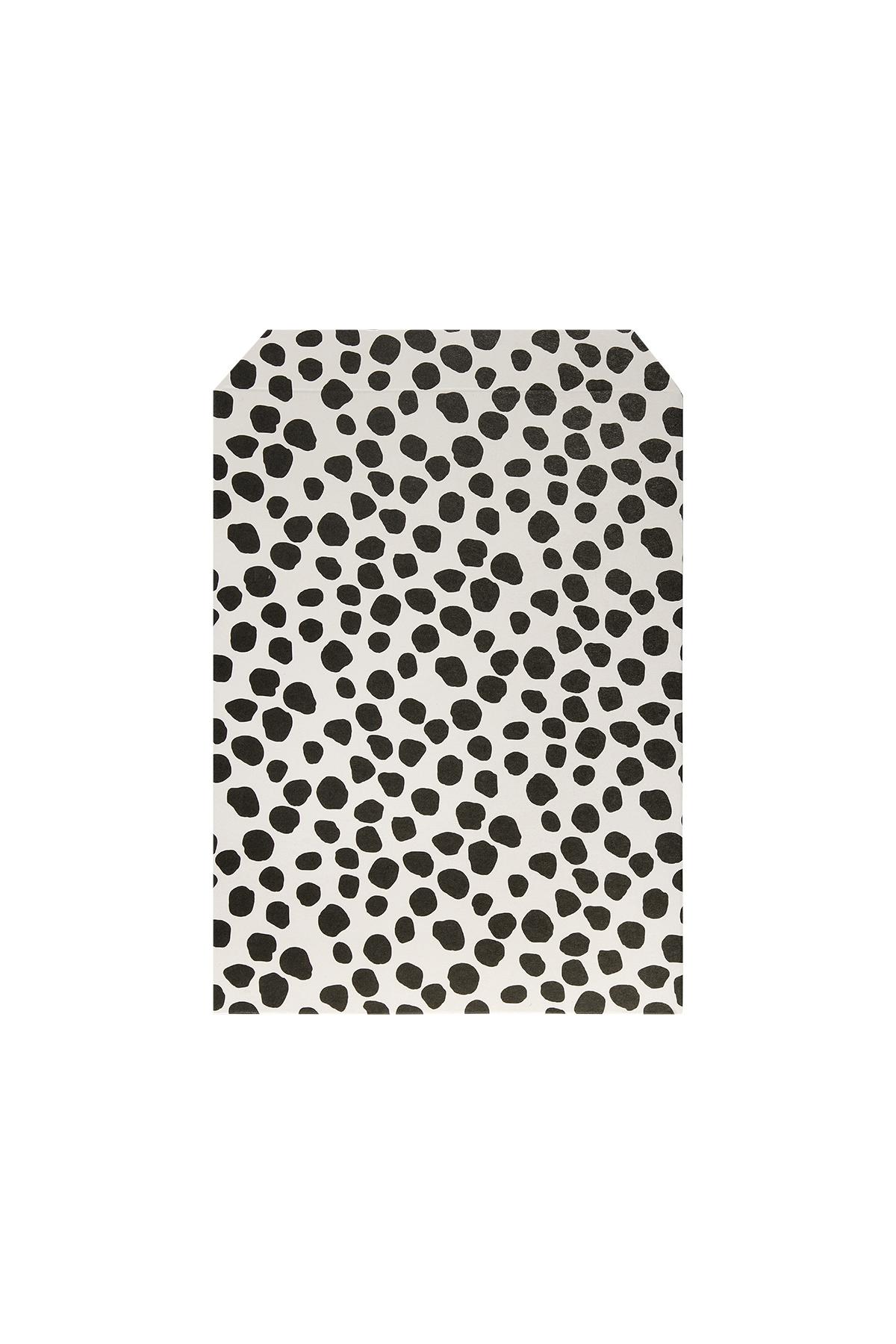 Paper bag with leopard print small Black & Beige
