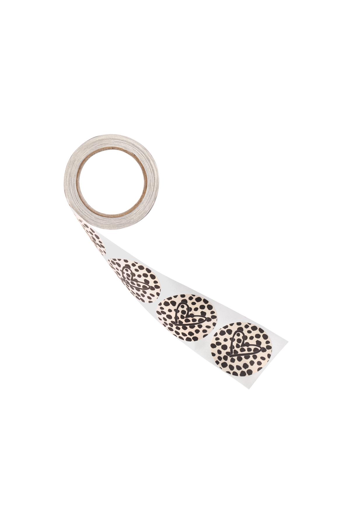 Sticker leopard heart Black & Beige