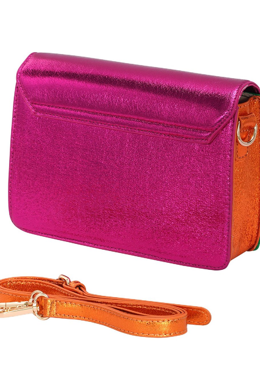 Farbblockierung der Tasche aus PU-Leder Fuchsia Polyurethan Bild3